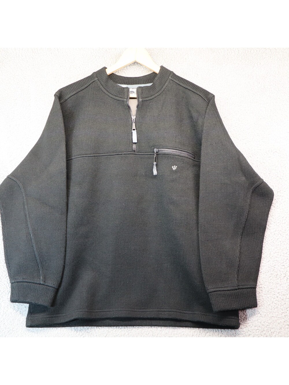 Fat Face 1/4 Zip Heavy Knit Men Size Medium Black Premium